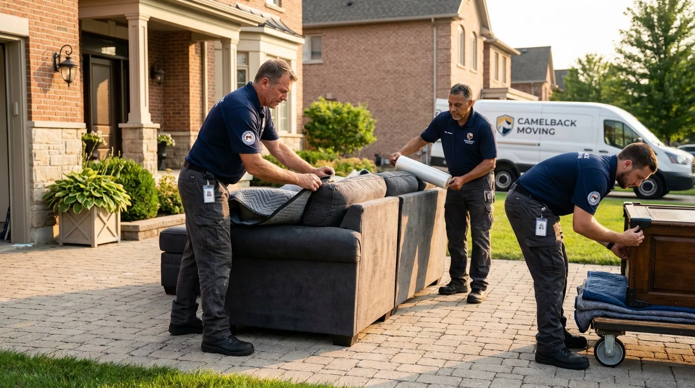 Large estate moving crew wrapping furniture in Irwin, PA